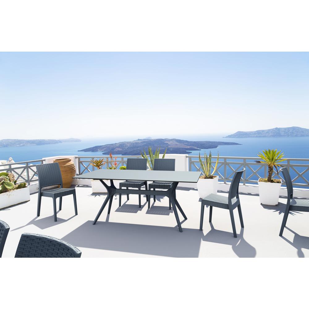 Florida Resin Wickerlook Dining Chair Dark Gray, Set of 2