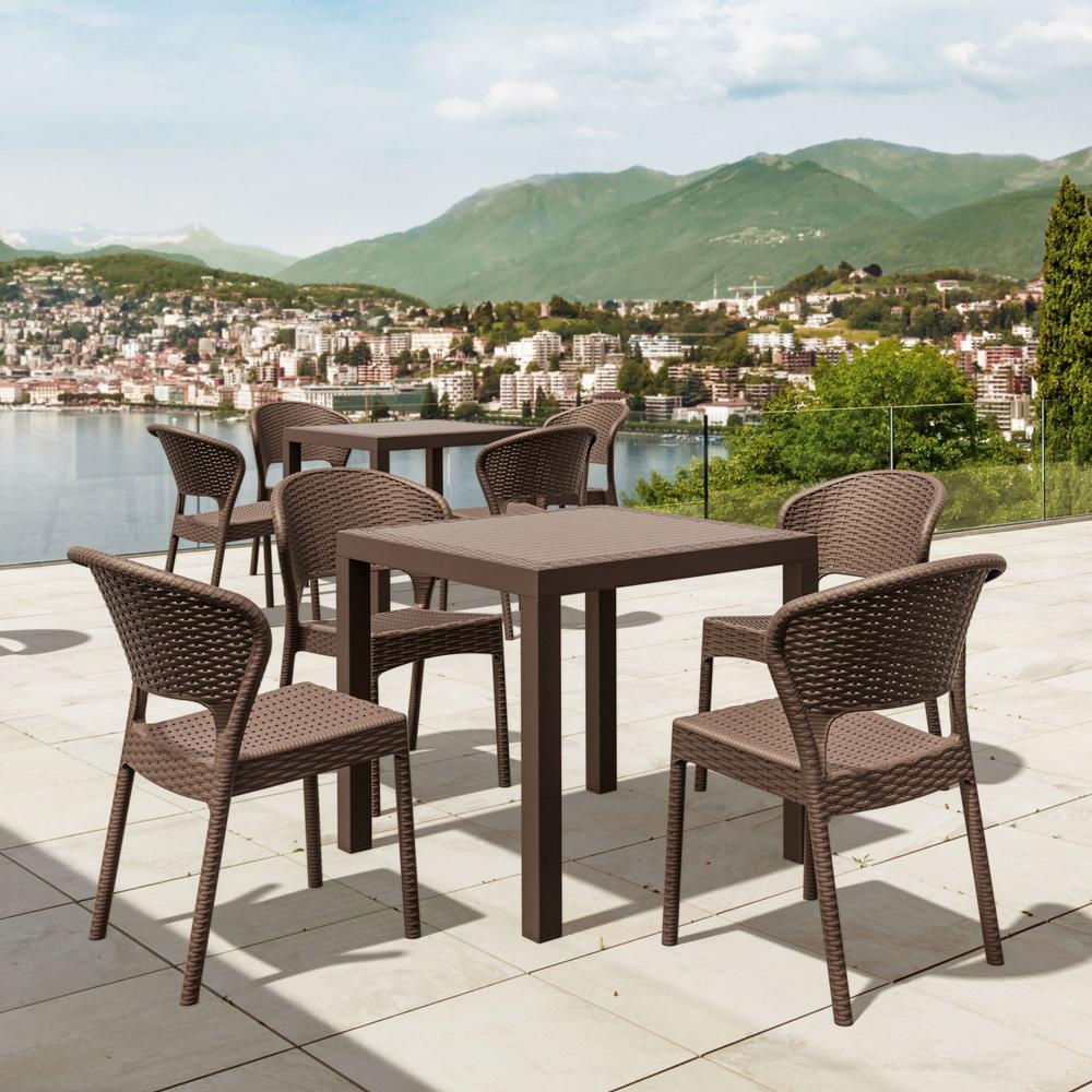 Daytona Wickerlook Square Dining Set 5 Piece Brown with Side Chairs