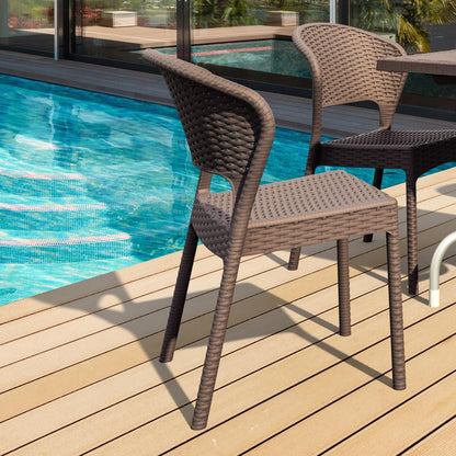 Daytona Resin Wickerlook Dining Chair Brown, Set of 2