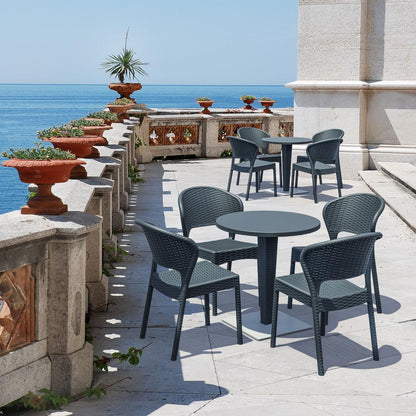 Daytona Resin Wickerlook Dining Chair Dark Gray, Set of 2