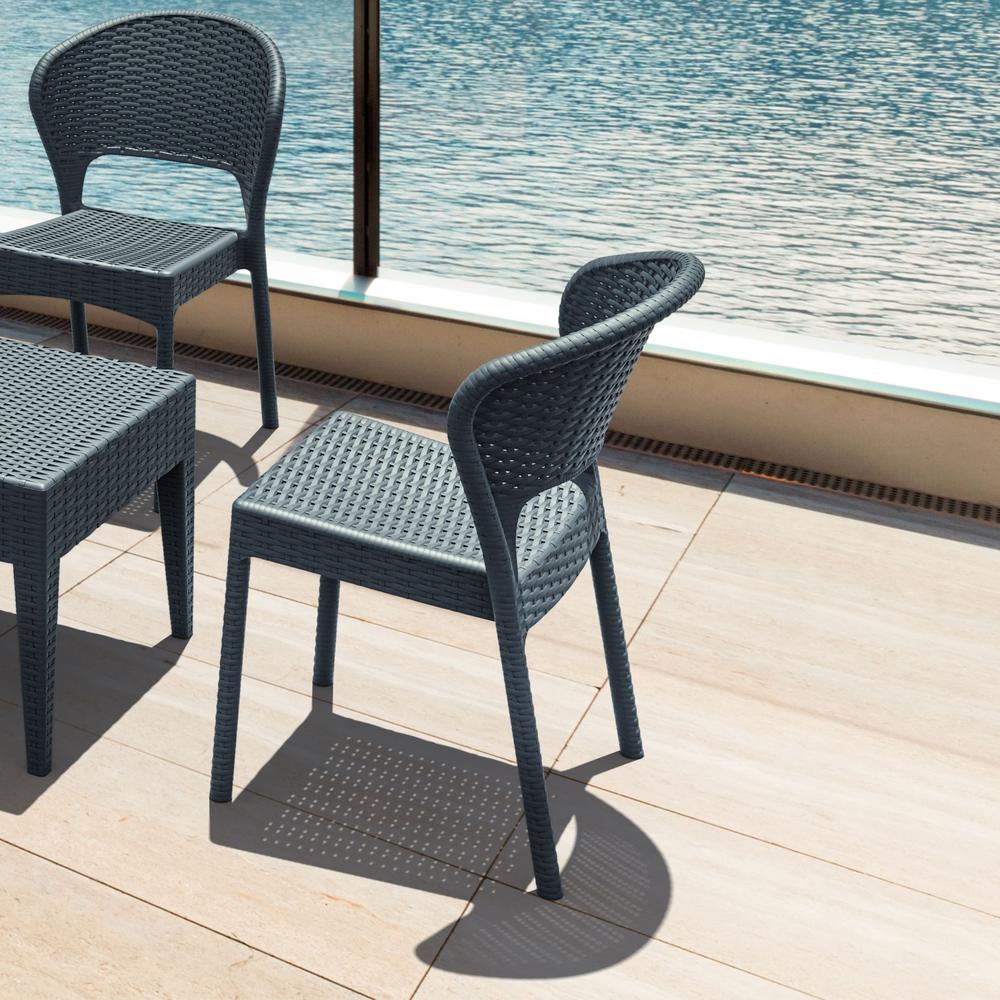 Daytona Resin Wickerlook Dining Chair Dark Gray, Set of 2