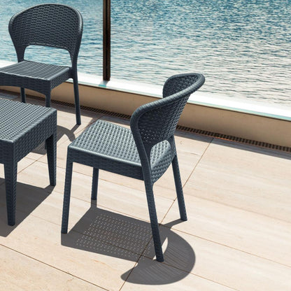 Daytona Resin Wickerlook Dining Chair Dark Gray, Set of 2