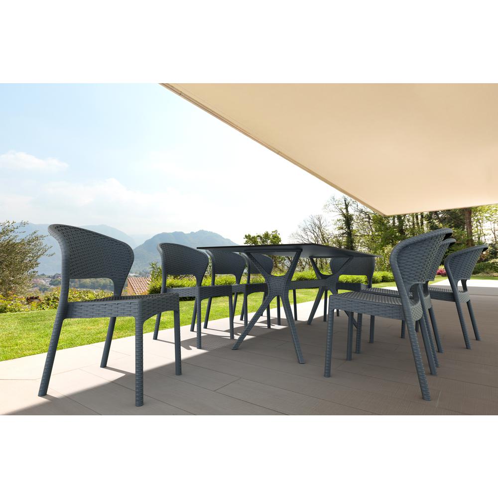 Daytona Resin Wickerlook Dining Chair Dark Gray, Set of 2