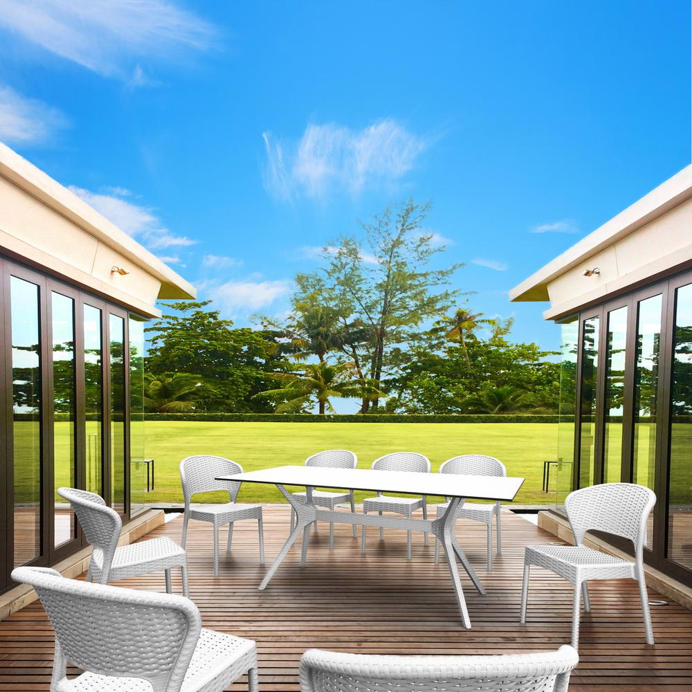 Daytona Resin Wickerlook Dining Chair White, Set of 2