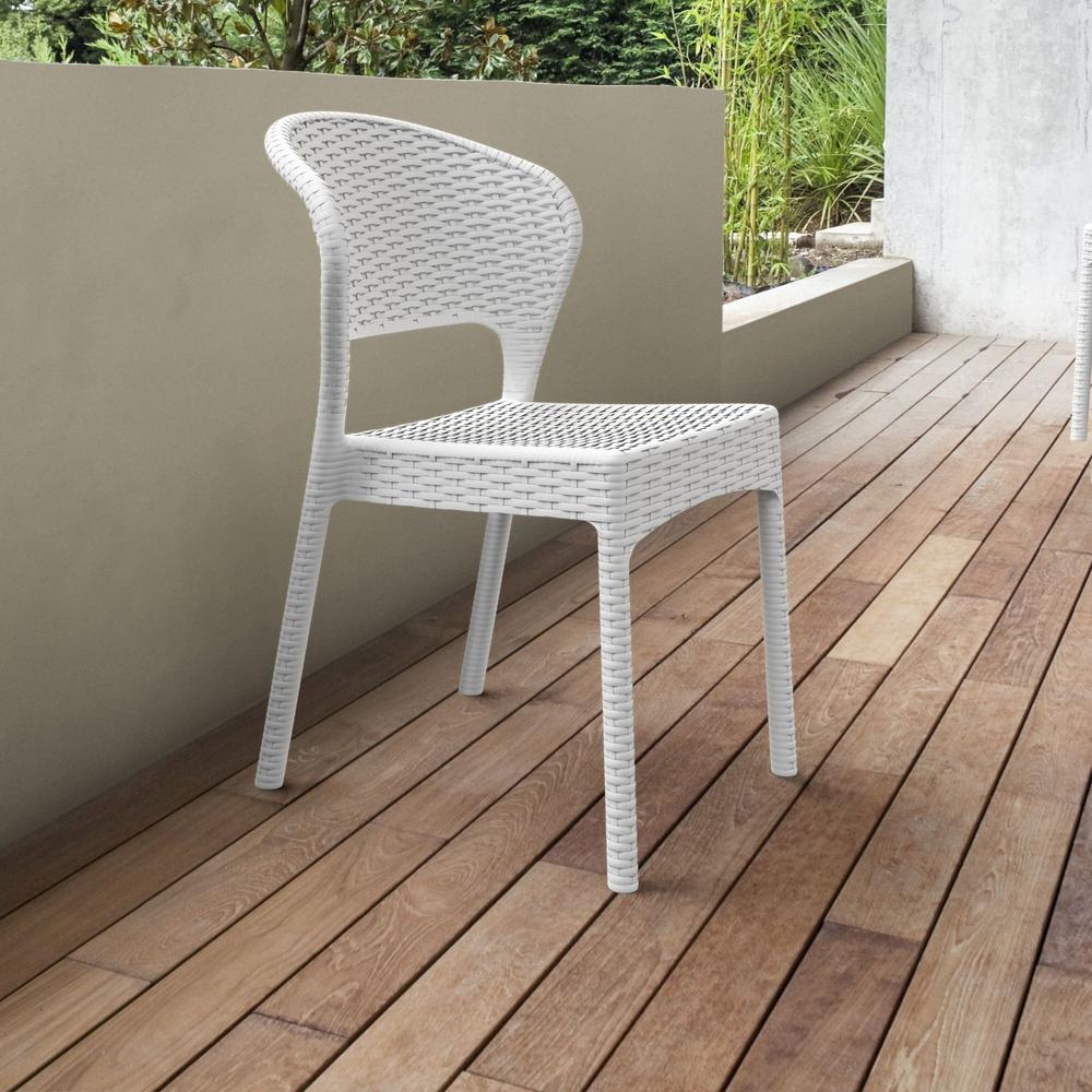 Daytona Resin Wickerlook Dining Chair White, Set of 2