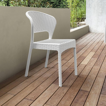 Daytona Resin Wickerlook Dining Chair White, Set of 2