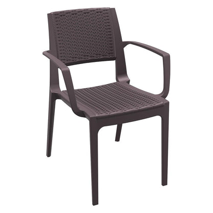 Capri Resin Dining Arm Chair Brown, Set of 2
