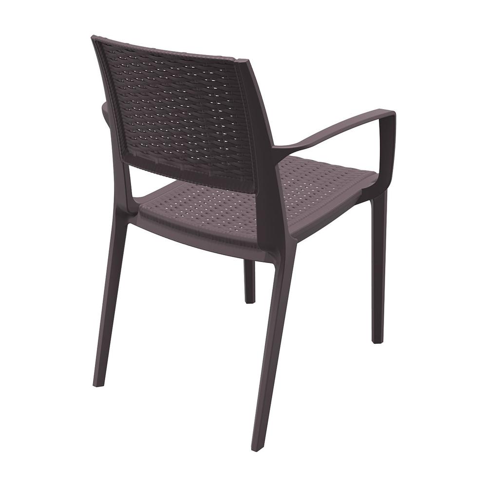 Capri Resin Dining Arm Chair Brown, Set of 2
