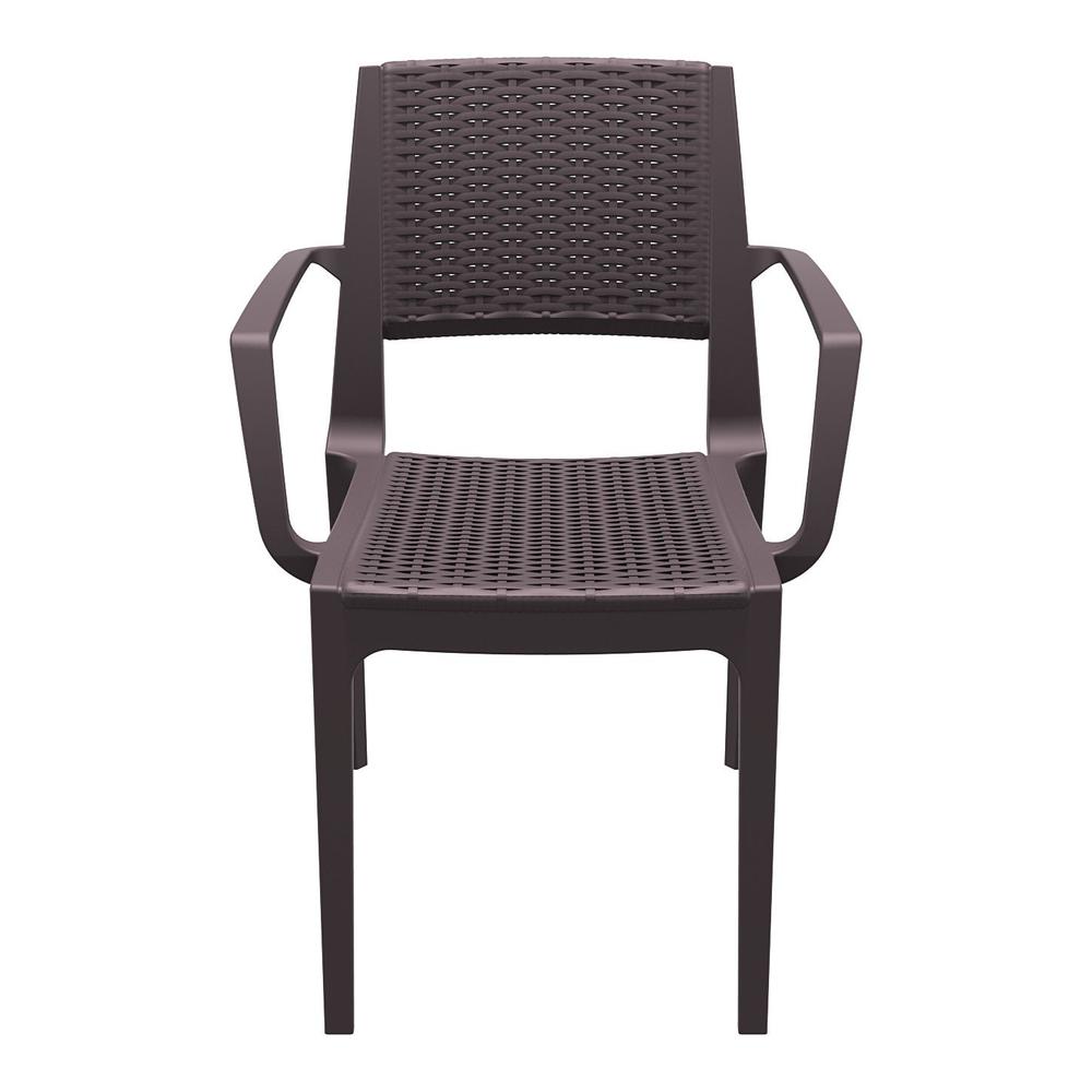 Capri Resin Dining Arm Chair Brown, Set of 2