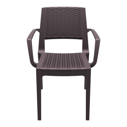 Capri Resin Dining Arm Chair Brown, Set of 2
