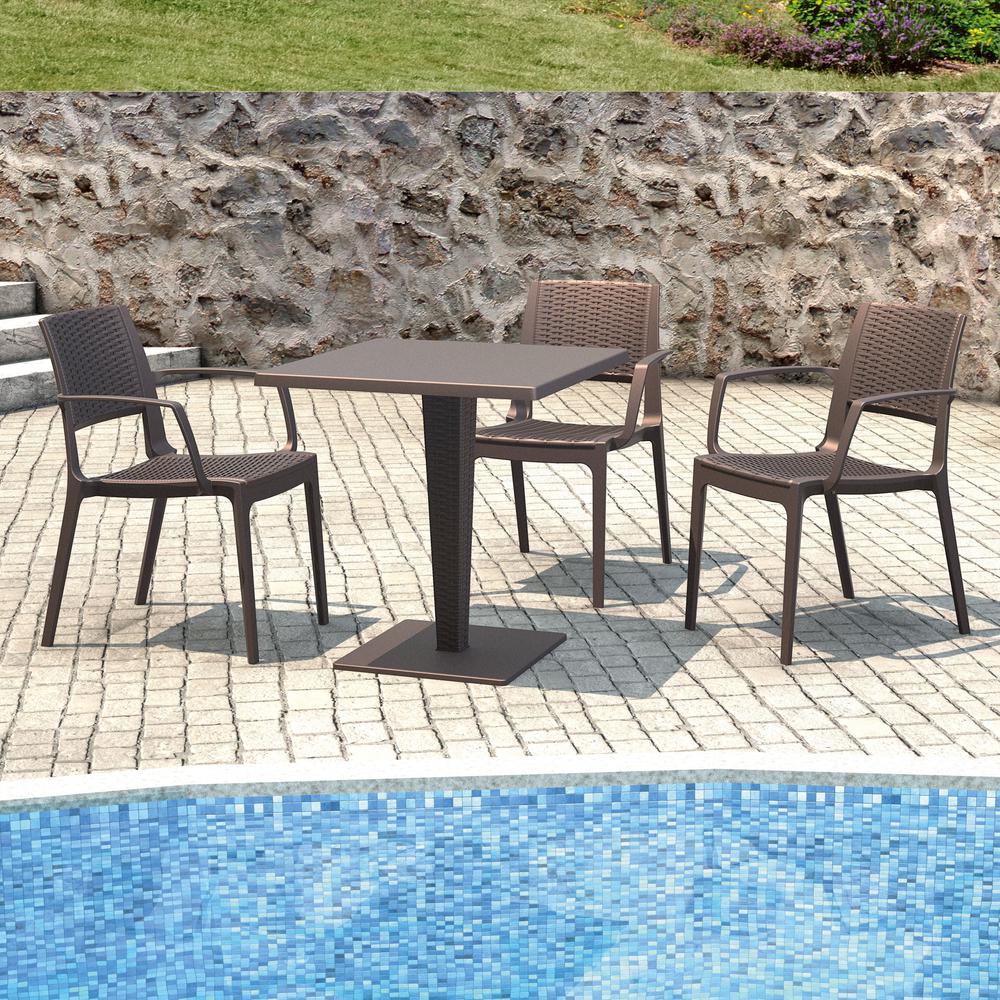 Capri Resin Dining Arm Chair Brown, Set of 2