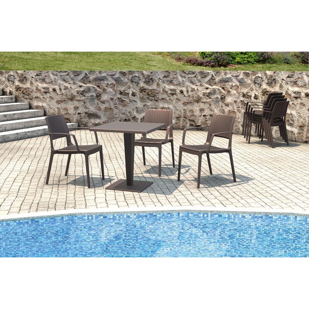 Capri Resin Dining Arm Chair Brown, Set of 2