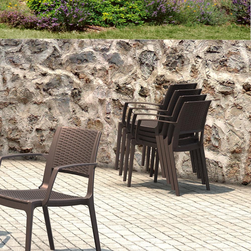 Capri Resin Dining Arm Chair Brown, Set of 2