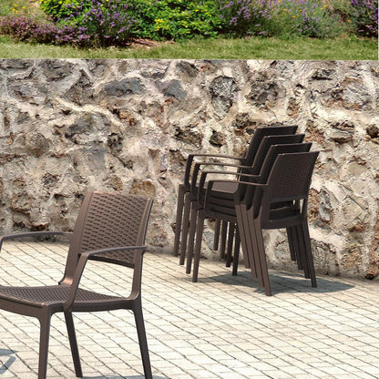 Capri Resin Dining Arm Chair Brown, Set of 2