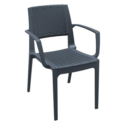 Capri Resin Dining Arm Chair Dark Gray, Set of 2