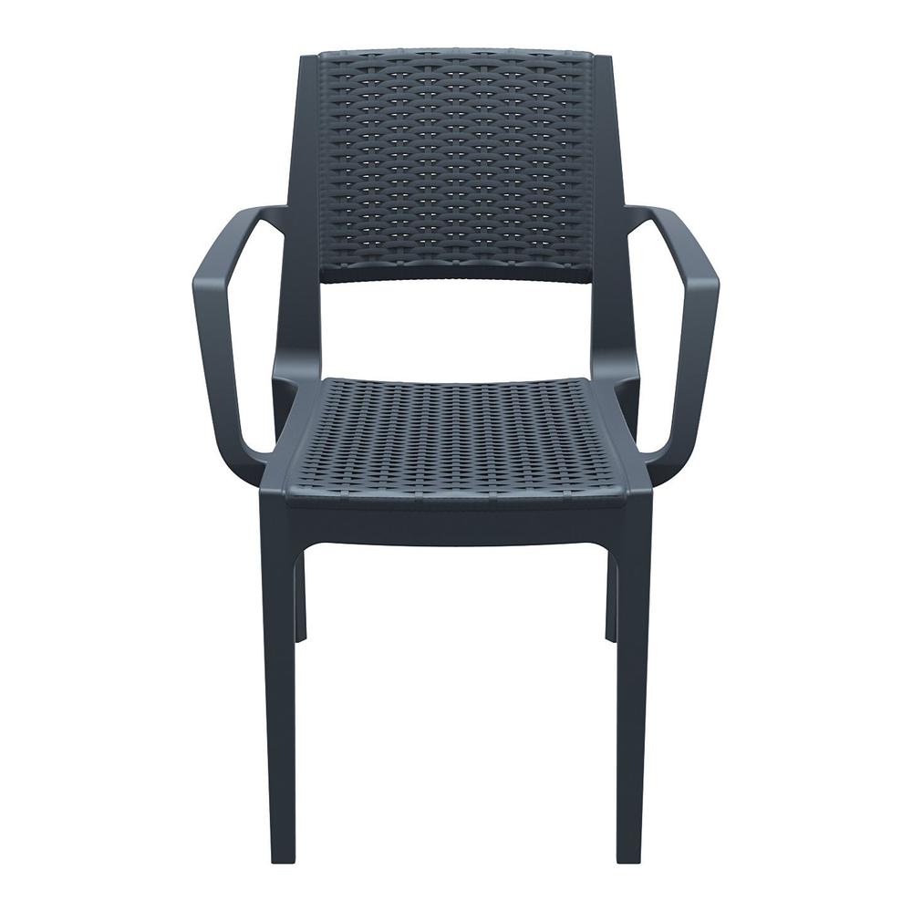 Capri Resin Dining Arm Chair Dark Gray, Set of 2