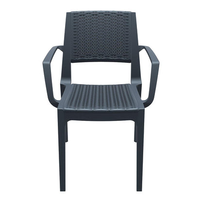 Capri Resin Dining Arm Chair Dark Gray, Set of 2