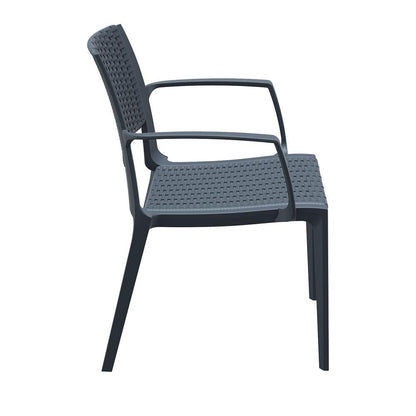 Capri Resin Dining Arm Chair Dark Gray, Set of 2