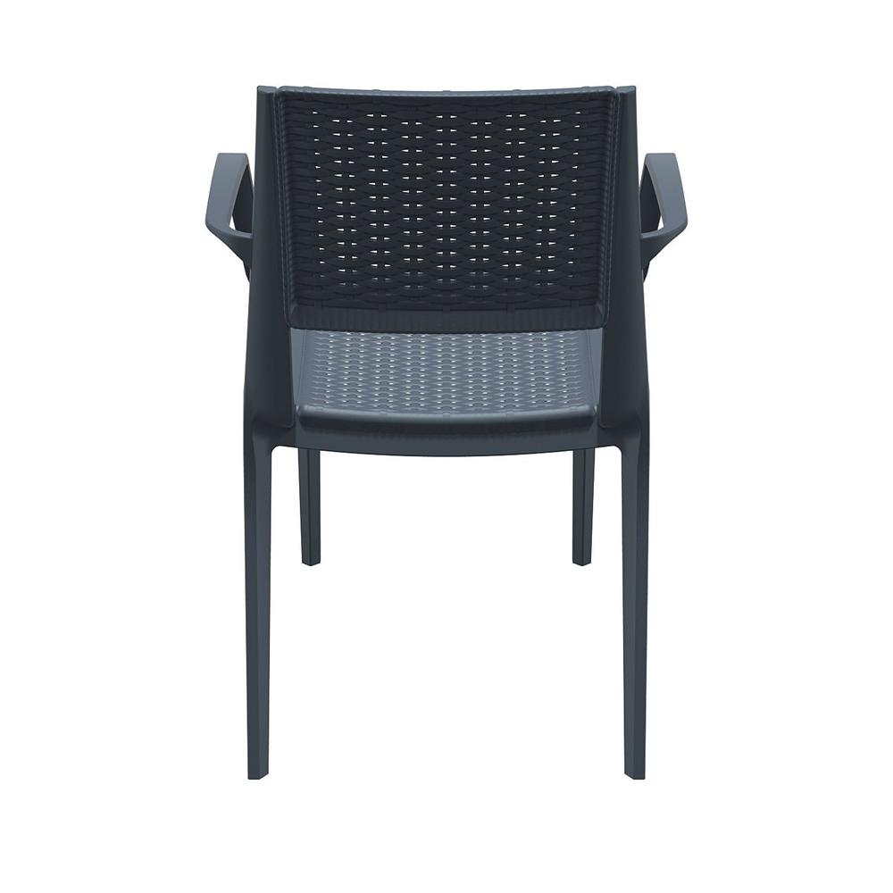 Capri Resin Dining Arm Chair Dark Gray, Set of 2