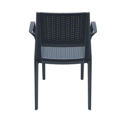 Capri Resin Dining Arm Chair Dark Gray, Set of 2