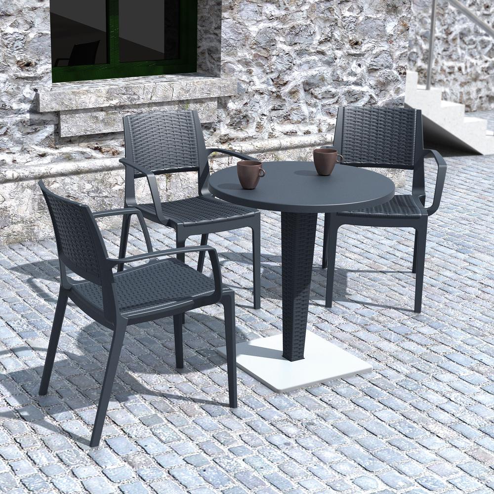 Capri Resin Dining Arm Chair Dark Gray, Set of 2