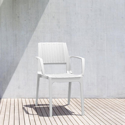 Capri Resin Dining Arm Chair White, Set of 2