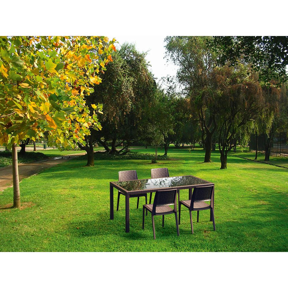 Verona Resin Wickerlook Dining Chair Brown, Set of 2