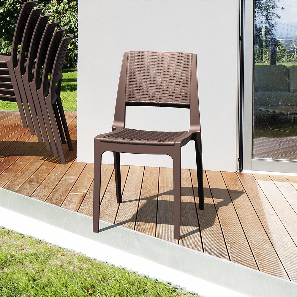 Verona Resin Wickerlook Dining Chair Brown, Set of 2