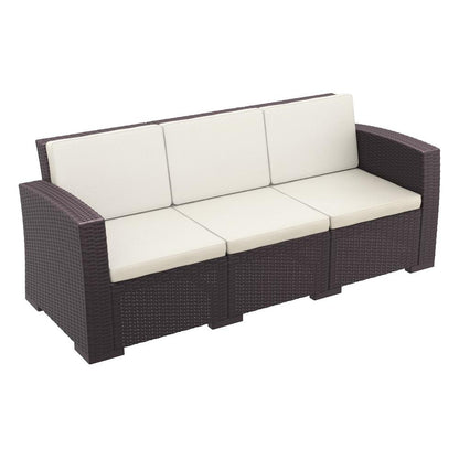 Monaco Resin Patio Sofa Brown with Sunbrella Natural Cushion