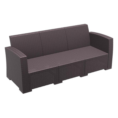 Monaco Resin Patio Sofa Brown with Sunbrella Natural Cushion