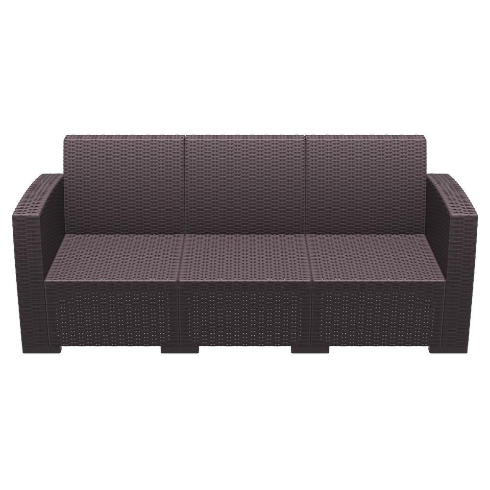 Monaco Resin Patio Sofa Brown with Sunbrella Natural Cushion