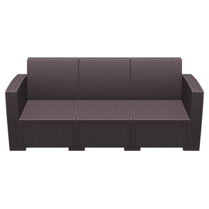 Monaco Resin Patio Sofa Brown with Sunbrella Natural Cushion