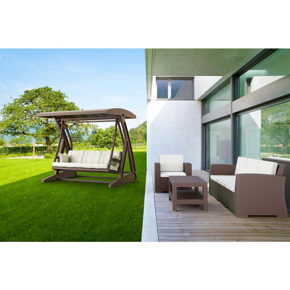 Monaco Resin Patio Sofa Brown with Sunbrella Natural Cushion