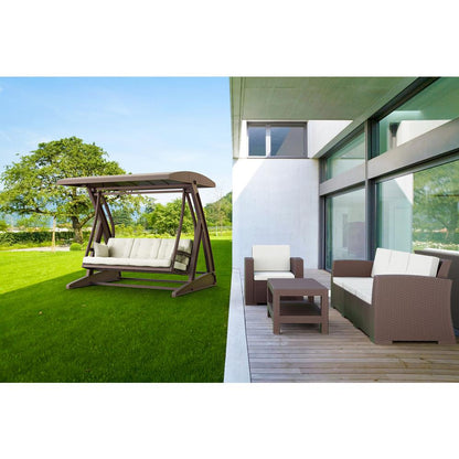 Monaco Resin Patio Sofa Brown with Sunbrella Natural Cushion