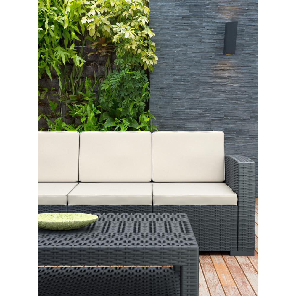 Monaco Resin Patio Sofa Dark Gray with Sunbrella Natural Cushion