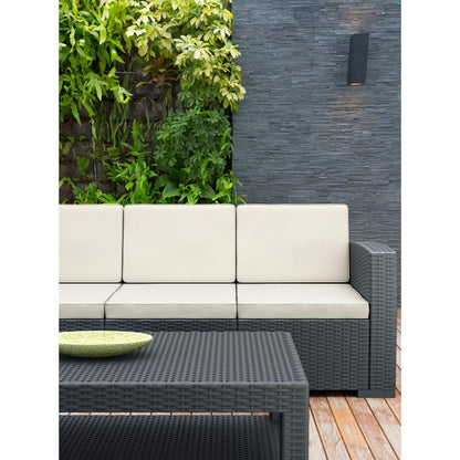 Monaco Resin Patio Sofa Dark Gray with Sunbrella Natural Cushion