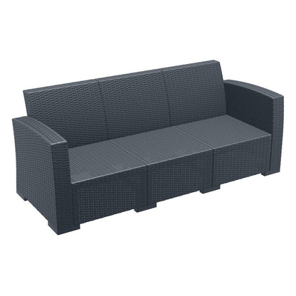 Monaco Resin Patio Sofa Dark Gray with Sunbrella Natural Cushion