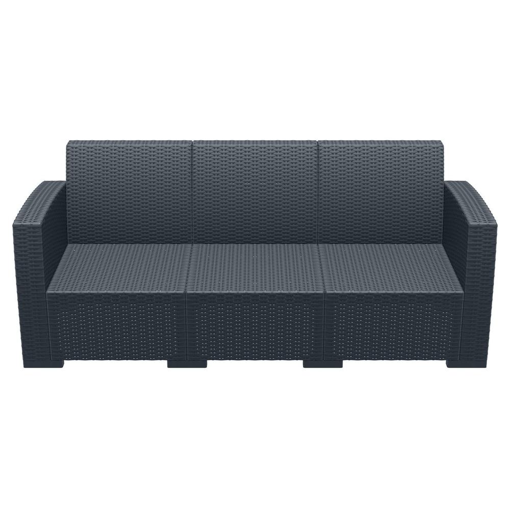Monaco Resin Patio Sofa Dark Gray with Sunbrella Natural Cushion