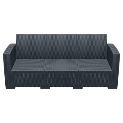 Monaco Resin Patio Sofa Dark Gray with Sunbrella Natural Cushion