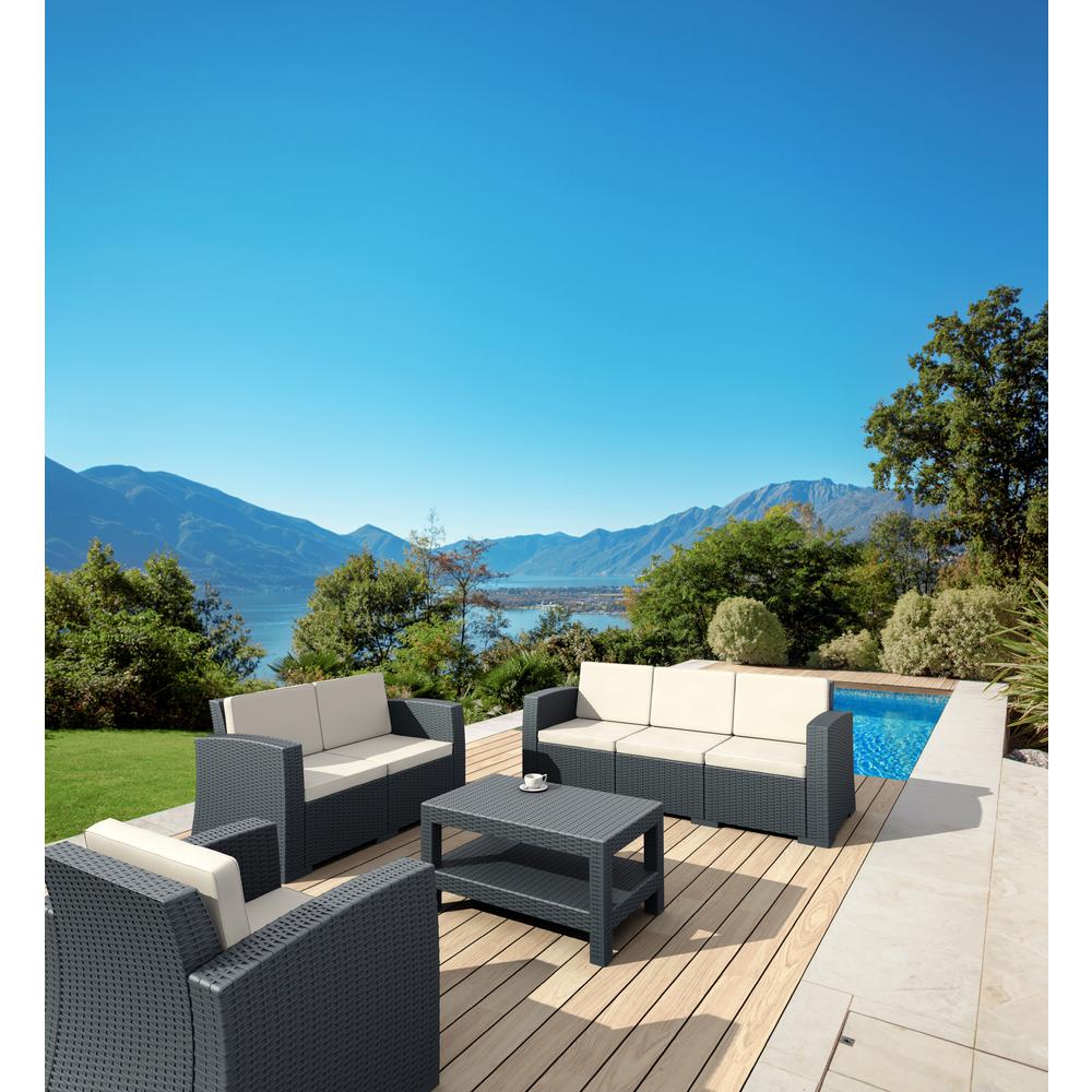 Monaco Resin Patio Sofa Dark Gray with Sunbrella Natural Cushion