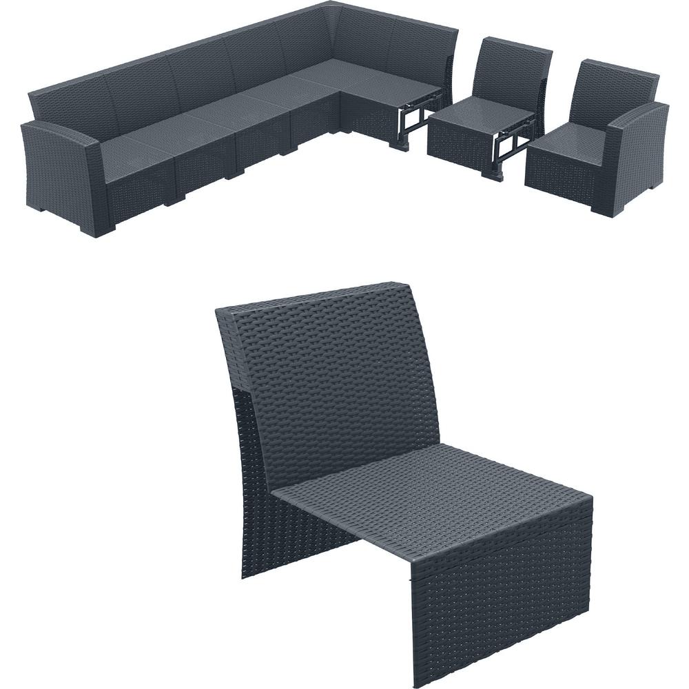 Monaco Sectional Extension Part Dark Gray with Sunbrella Natural Cushion