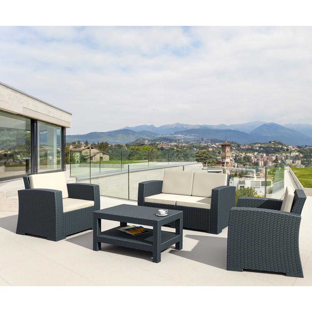 Monaco Rectangle Patio Coffee Table Dark Gray