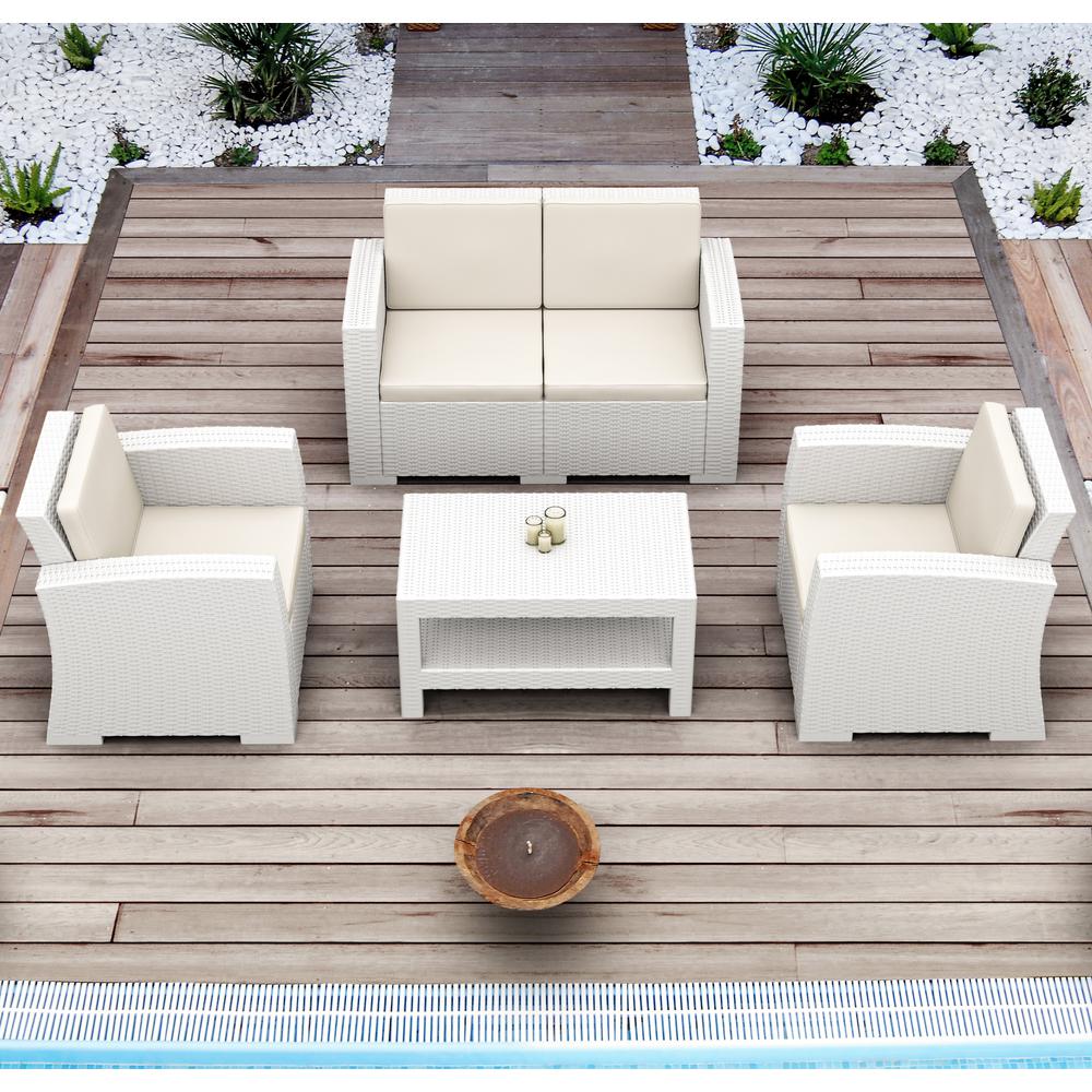 Rectangle Patio Coffee Table, White, Belen Kox