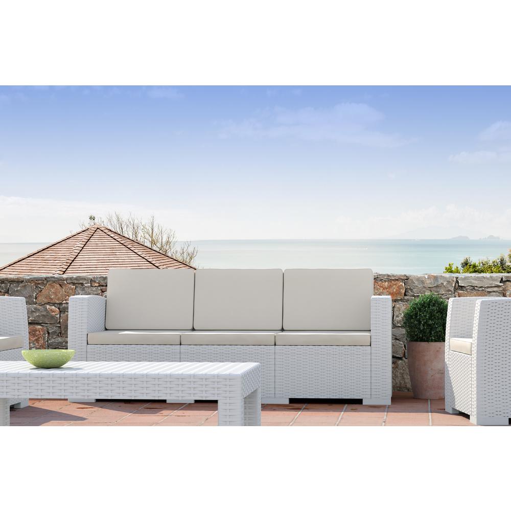 Rectangle Patio Coffee Table, White, Belen Kox