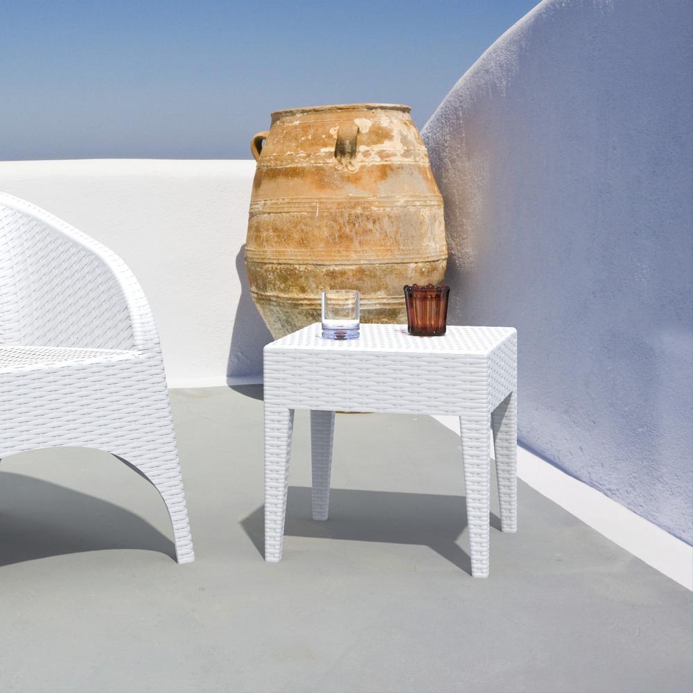 Square Resin Side Table, White, Belen Kox