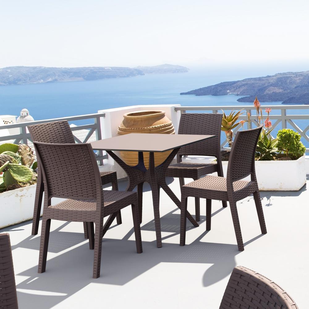 Ibiza Outdoor Dining Set 5 Piece Square Brown