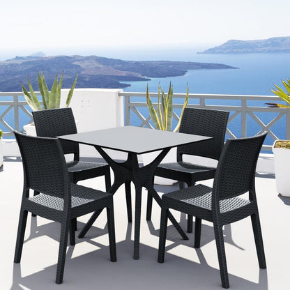 Outdoor Dining Set, 5 Piece, Square, Dark Gray, Belen Kox