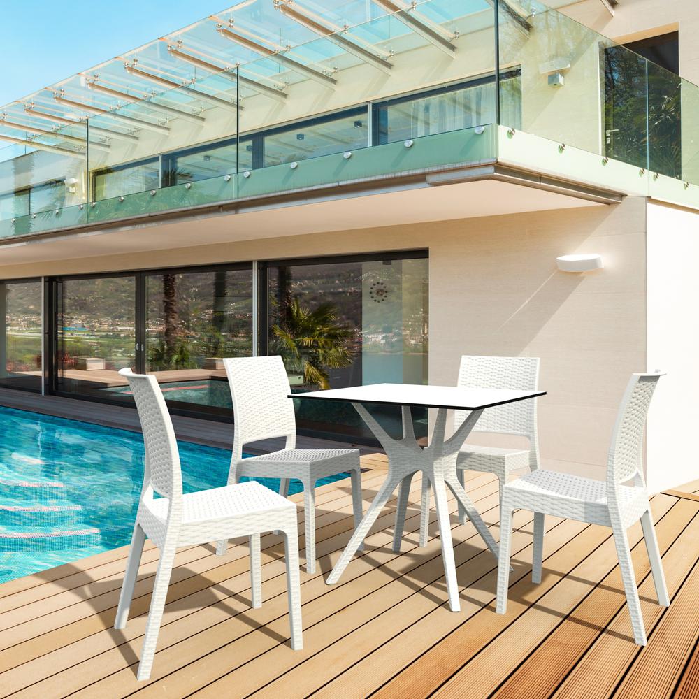 Ibiza Outdoor Dining Set 5 Piece Square White