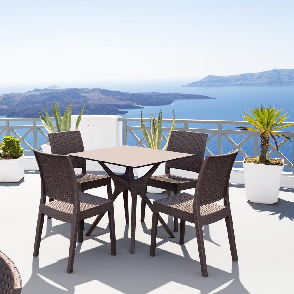 Ibiza Square Table 31 inch Brown