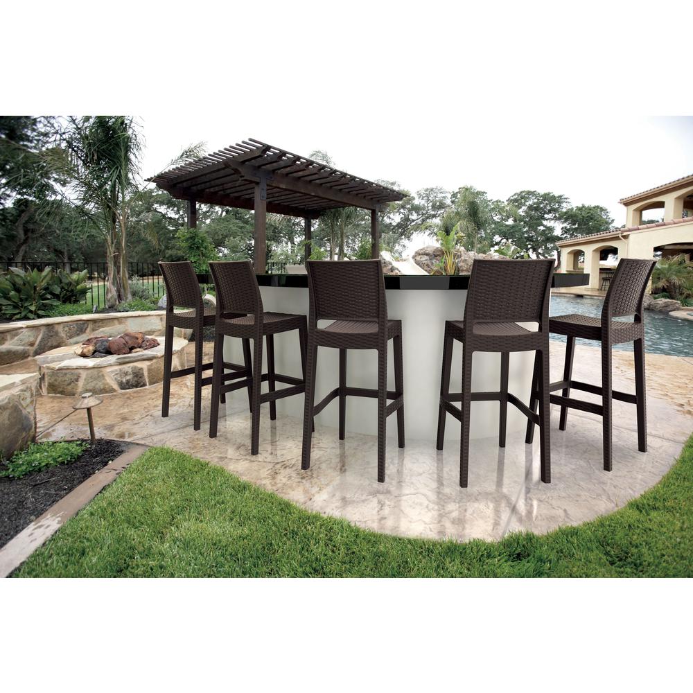 Jamaica Resin Wickerlook Bar Stool Brown, Set of 2
